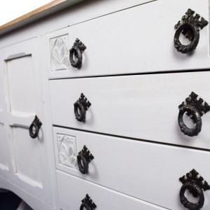 Upcycled White Wooden Topped Sideboard
