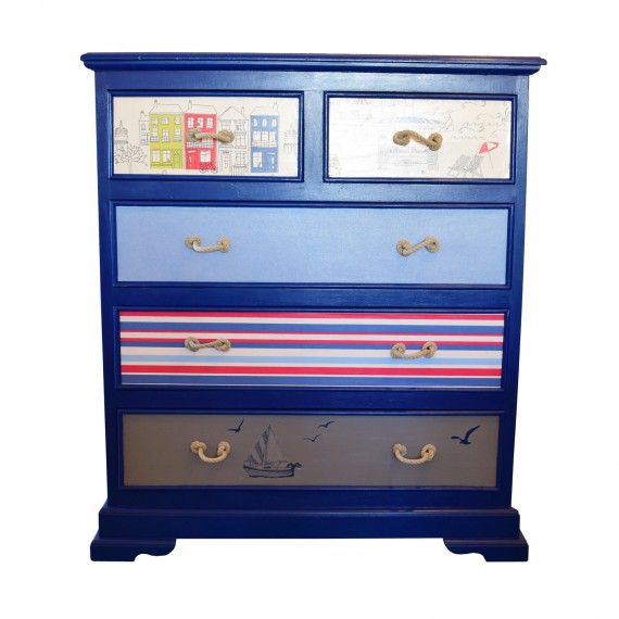 Large Five Drawer Chest - Stunning Coastal Theme